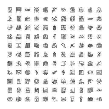 Large collection of diverse line web icons set Ilustración de archivo