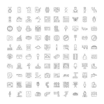 Large collection of diverse linear vector icons Illustrazione stock