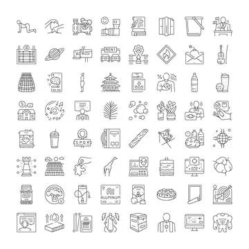Large collection of diverse linear vector icons Stock Illustration