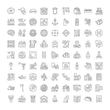 Large collection of diverse linear vector icons Ilustración de archivo