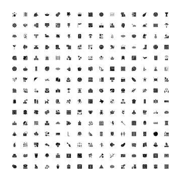 Large collection of diverse minimal flat vector icons Illustrazione stock