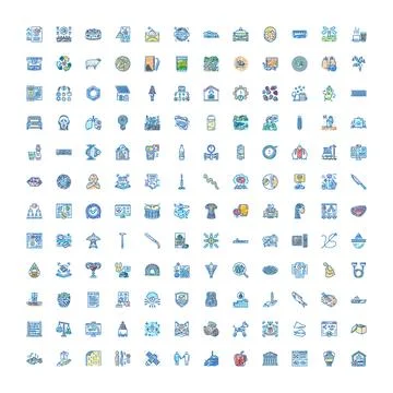 Large collection of diverse outline doodle icons Stock Illustration