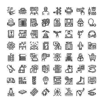 Large collection of diverse outline icon set Stock Illustration