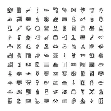 Large collection of diverse outline icon set symbol Stockillustratie