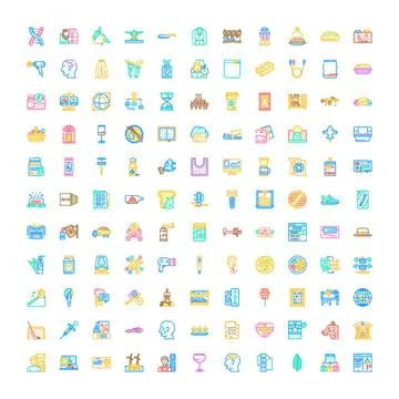 Large collection of diverse outline icon set Stock Illustration