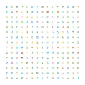 Large collection of diverse outline style icons set Stock Illustration