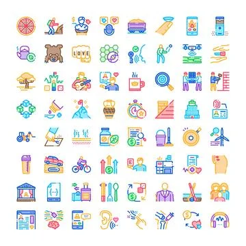 Large collection of diverse outline vector pixel perfect icons イラスト素材
