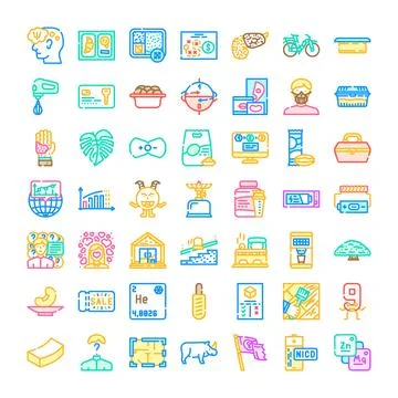 Large collection of diverse outline vector icons Stock Illustration