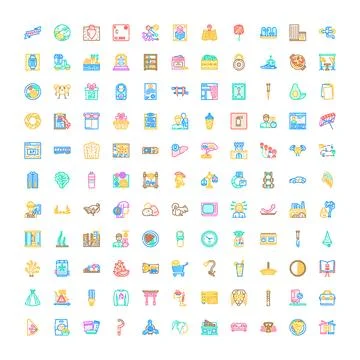 Large collection of diverse outline vector icons Illustrazione stock