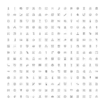 Large collection of diverse outline vector icons Stock Illustration