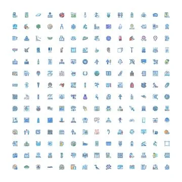 Large collection of diverse outline vector icons 库存插图