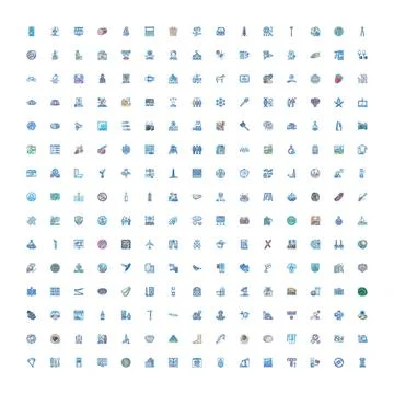 Large collection of diverse outline vector icons Stock Illustration