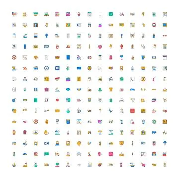 Large collection of diverse outline web interface icons Stock Illustration