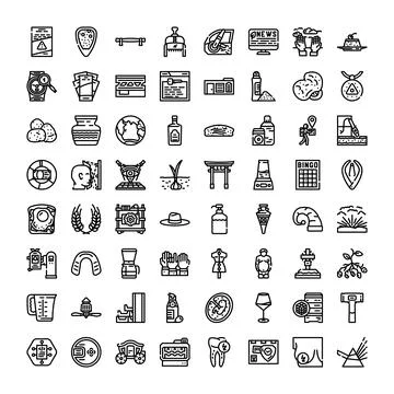 Large collection of diverse outline web icons set Stockillustratie
