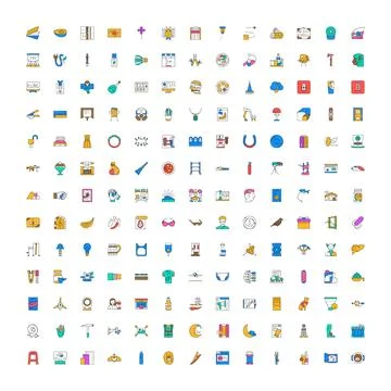 Large collection of diverse outline web icons イラスト素材