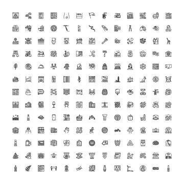 Large collection of diverse outline web icons 스톡 일러스트