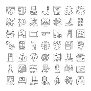 Large collection of diverse outline web icons Stock Illustration