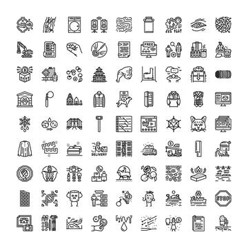 Large collection of diverse outline web icons 스톡 일러스트