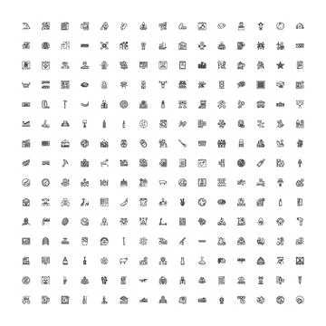 Large collection of diverse outline web icons Illustrazione stock