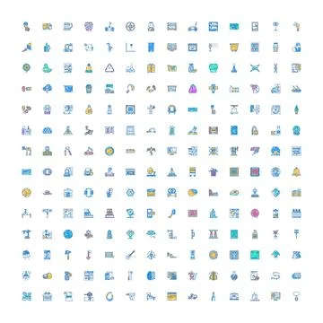 Large collection of diverse random doodle icons Stock Illustration
