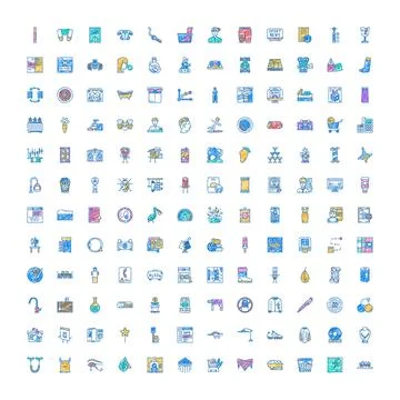 Large collection of diverse scribble line icons set Illustrazione stock