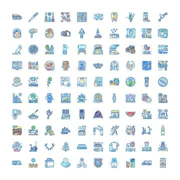 Large collection of diverse scribble line icons Stock Illustration