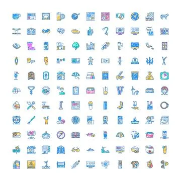 Large collection of diverse shaded line icons 스톡 일러스트