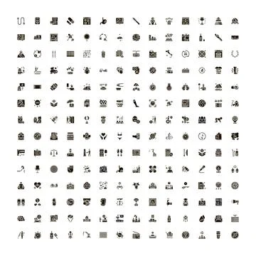 Large collection of diverse technology and business concept icons Stock Illustration