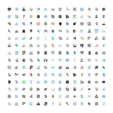 Large collection of diverse technology and business icons Stockillustratie