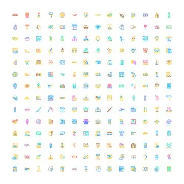 Large collection of diverse thin line icons Illustrazione stock
