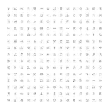 Large collection of diverse thin line icons Stock Illustration