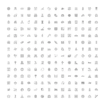 Large collection of diverse thin line web icons 库存插图