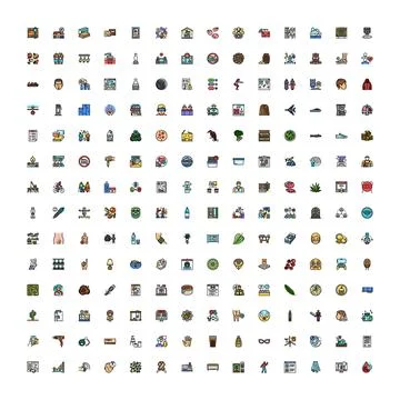 Large collection of diverse vector icons depicting various concepts 스톡 일러스트