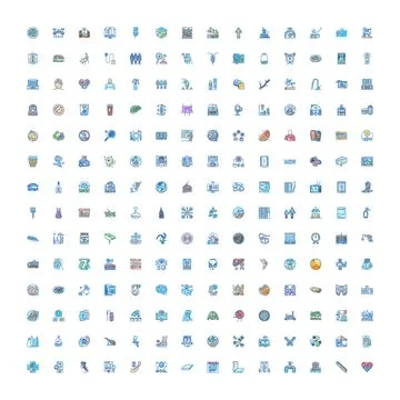 Large collection of diverse vector line icons イラスト素材