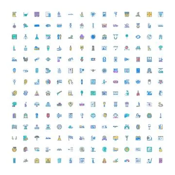 Large collection of diverse web design icons Illustrazione stock