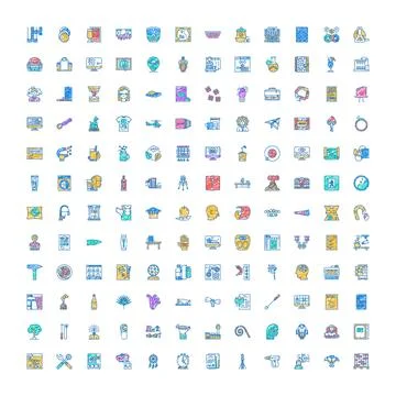 Large collection doodle icons different themes and concepts Stock Illustration