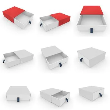 Large collection of empty boxes for gifts and surprises. Opens by sliding out Illustrazione stock