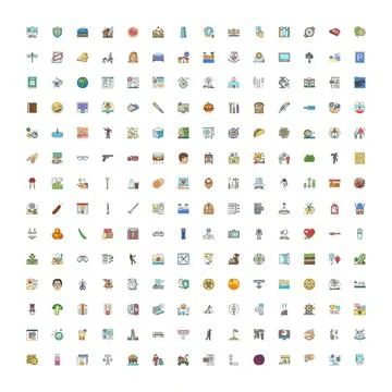 Large collection flat design diverse icon set Illustrazione stock