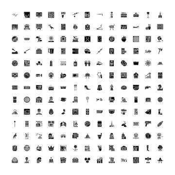 Large collection flat design silhouettes symbols set Stock Illustration