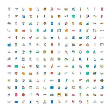Large collection flat line vector universal icons Stock Illustration