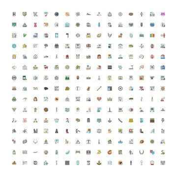 Large collection flat line vector icons Stock Illustration