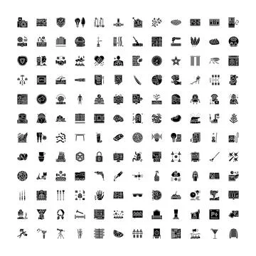 Large collection of glyph icons for various concepts Stock Illustration