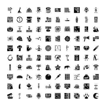 Large collection of glyph icons for web design Stock Illustration