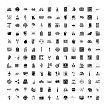 Large collection of glyph icons for web design 库存插图