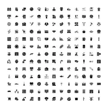 Large collection of glyph icons for web design Stock Illustration