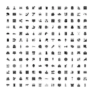 Large collection of glyph icons for web applications 스톡 일러스트