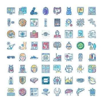 Large collection of hand drawn doodle icons 스톡 일러스트