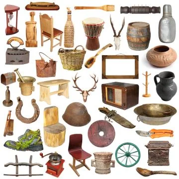 Large collection of isolated vintage objects Stock Photos