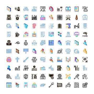 Large collection of isometric abstract vector icons Stock Illustration