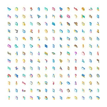 Large collection of isometric abstract vector icons イラスト素材